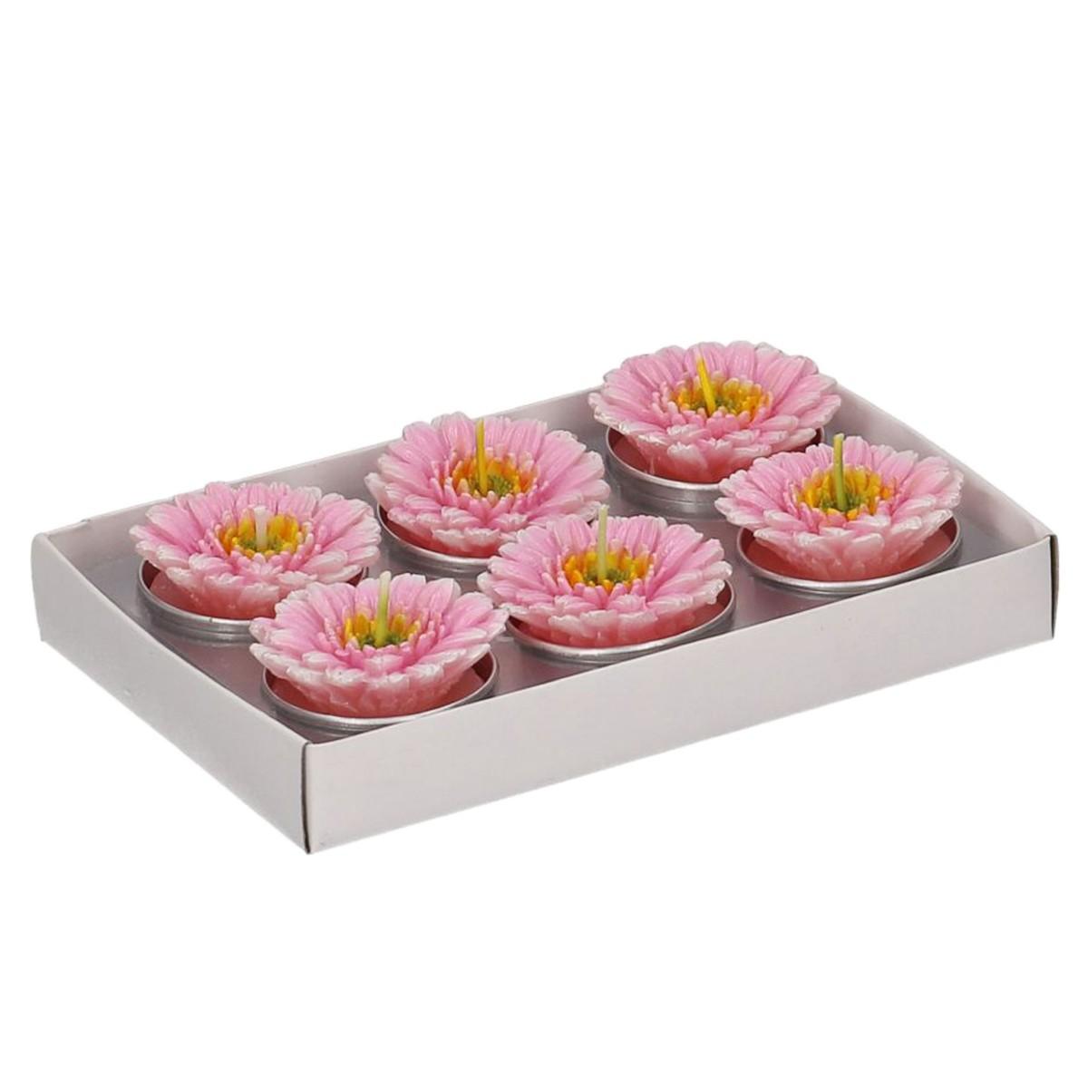 Candela gerbera rosa Set 4 pz