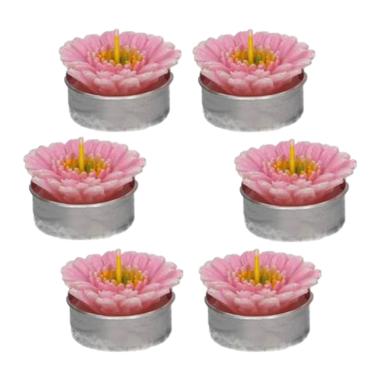 Candela gerbera rosa Set 4 pz
