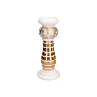 Portacandela resina bianco oro modello p 32 cm