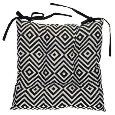 Cuscino sedia etnico bianco nero 40 cm
