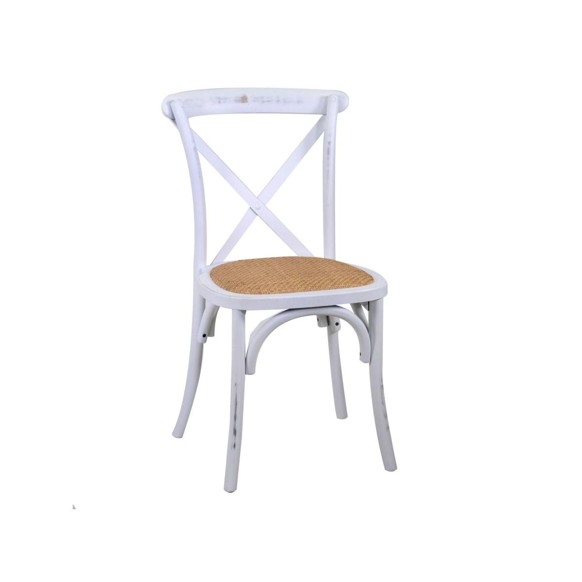 Sedia legno cross bianco antico seduta intreccio impilabile 50 cm