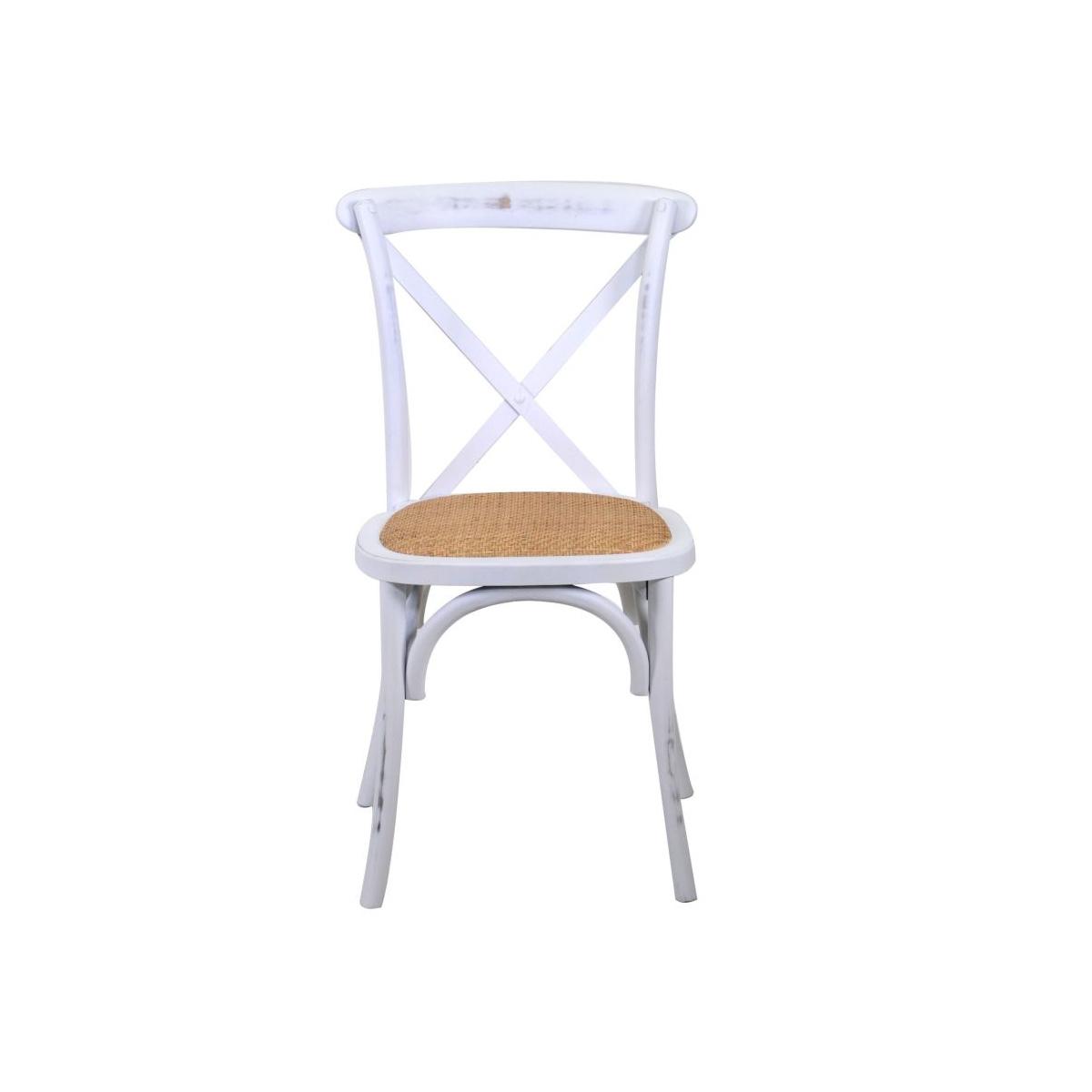 Sedia legno cross bianco antico seduta intreccio impilabile 50 cm