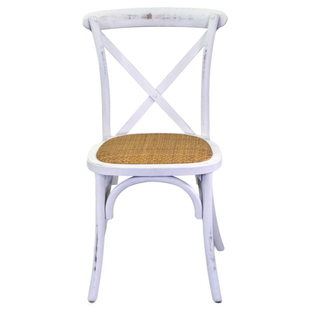 Sedia legno cross bianco antico seduta intreccio impilabile 50 cm