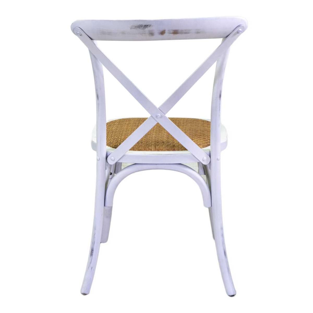 Sedia legno cross bianco antico seduta intreccio impilabile 50 cm