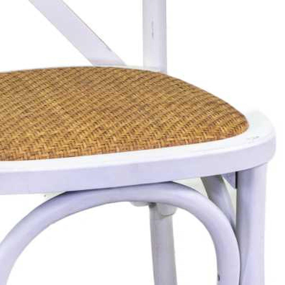 Sedia legno cross bianco antico seduta intreccio impilabile 50 cm