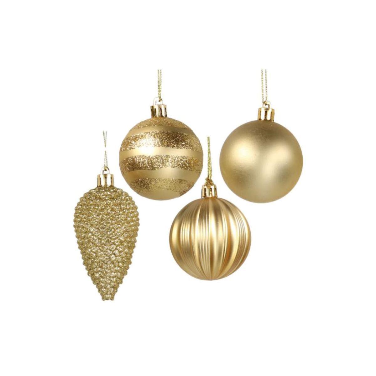 Pallina natalizia oro satinate glitter Set 28 pz