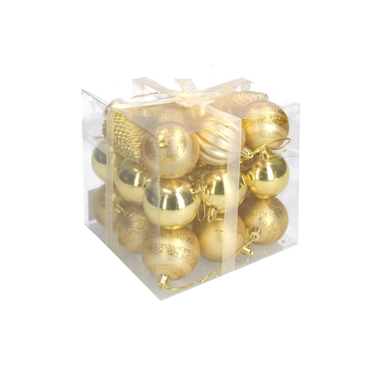 Pallina natalizia oro satinate glitter Set 28 pz