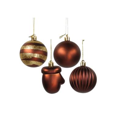 Pallina natalizia marrone bronzo satinate glitter Set 30 pz
