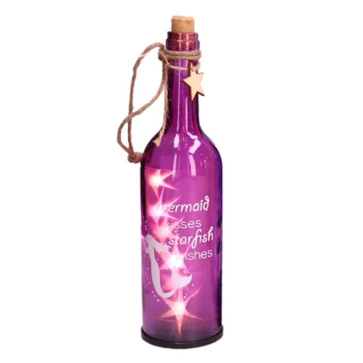 Bottiglia Vetro Rosa con Led cm.30 | Vacchetti