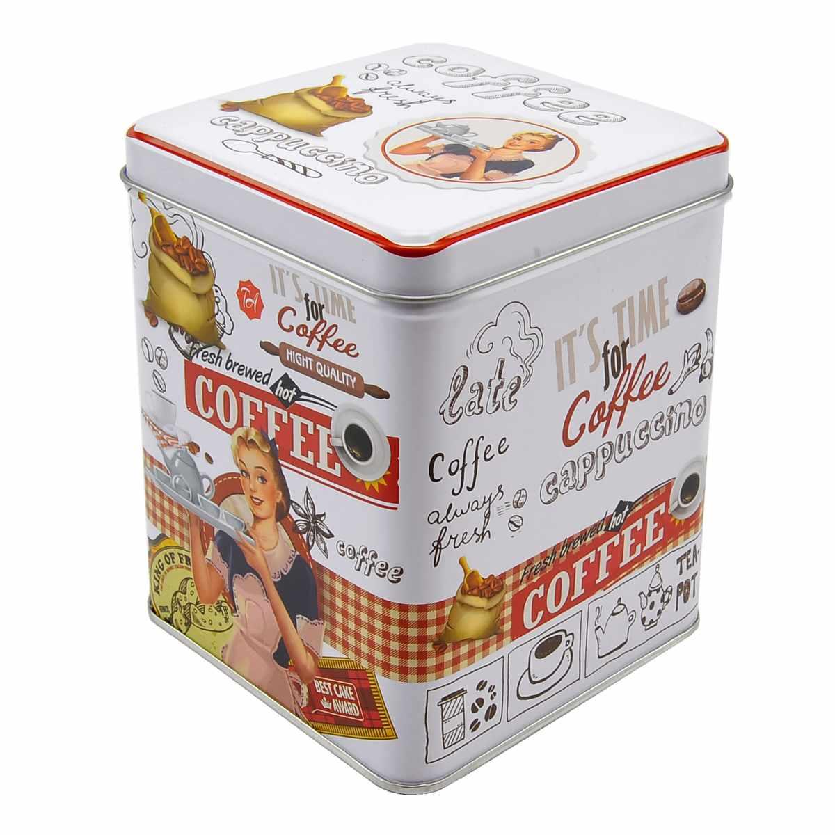 Scatola Metallo Vintage Coffe Quadra cm8x8x11 | Vacchetti