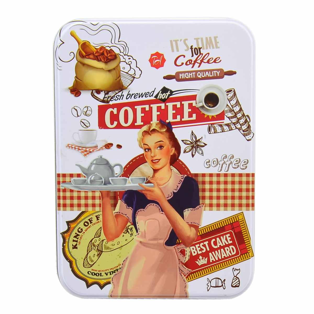 Scatola metallo vintage coffe 12 x 8 x 4 cm