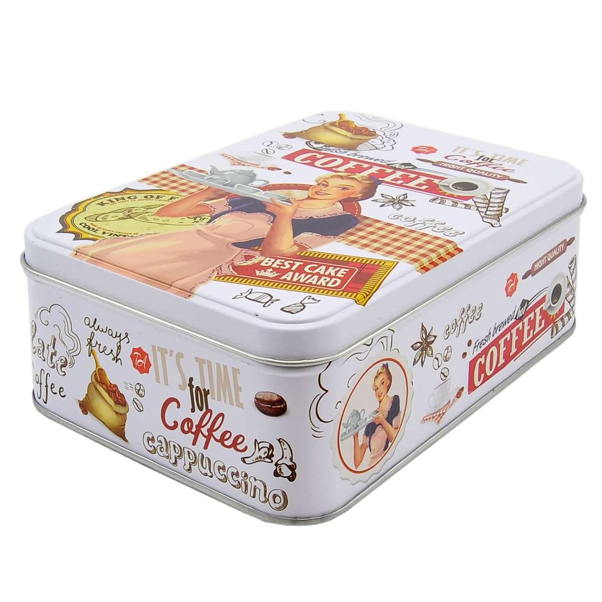 Scatola metallo vintage coffe 12 x 8 x 4 cm