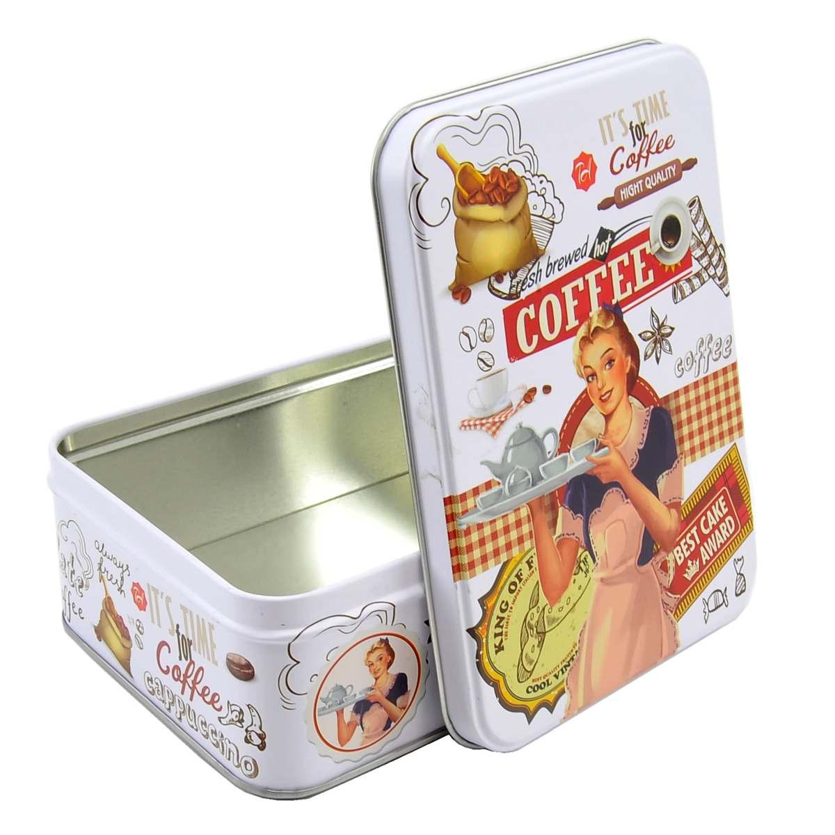 Scatola metallo vintage coffe 12 x 8 x 4 cm