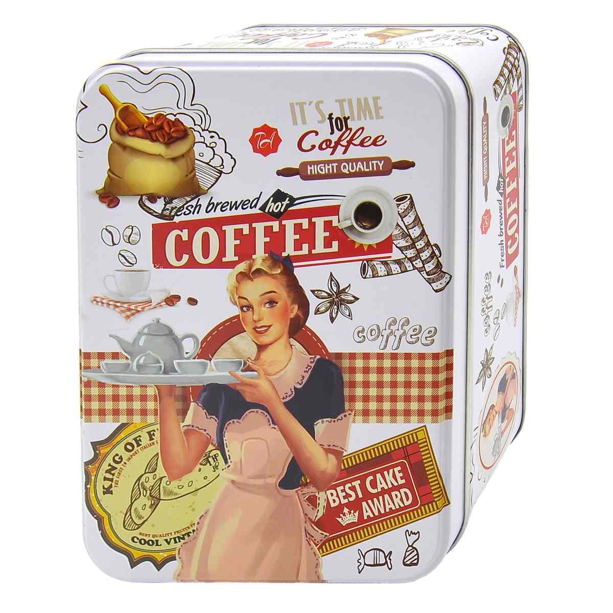 Scatola metallo vintage coffe 14 x 10 x 5,5 cm