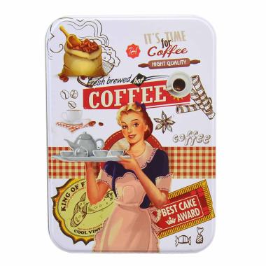 Scatola metallo vintage coffe 14 x 10 x 5,5 cm