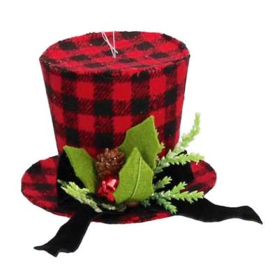 Decorazione natalizia cappello in tessuto quadri Ø 12 cm