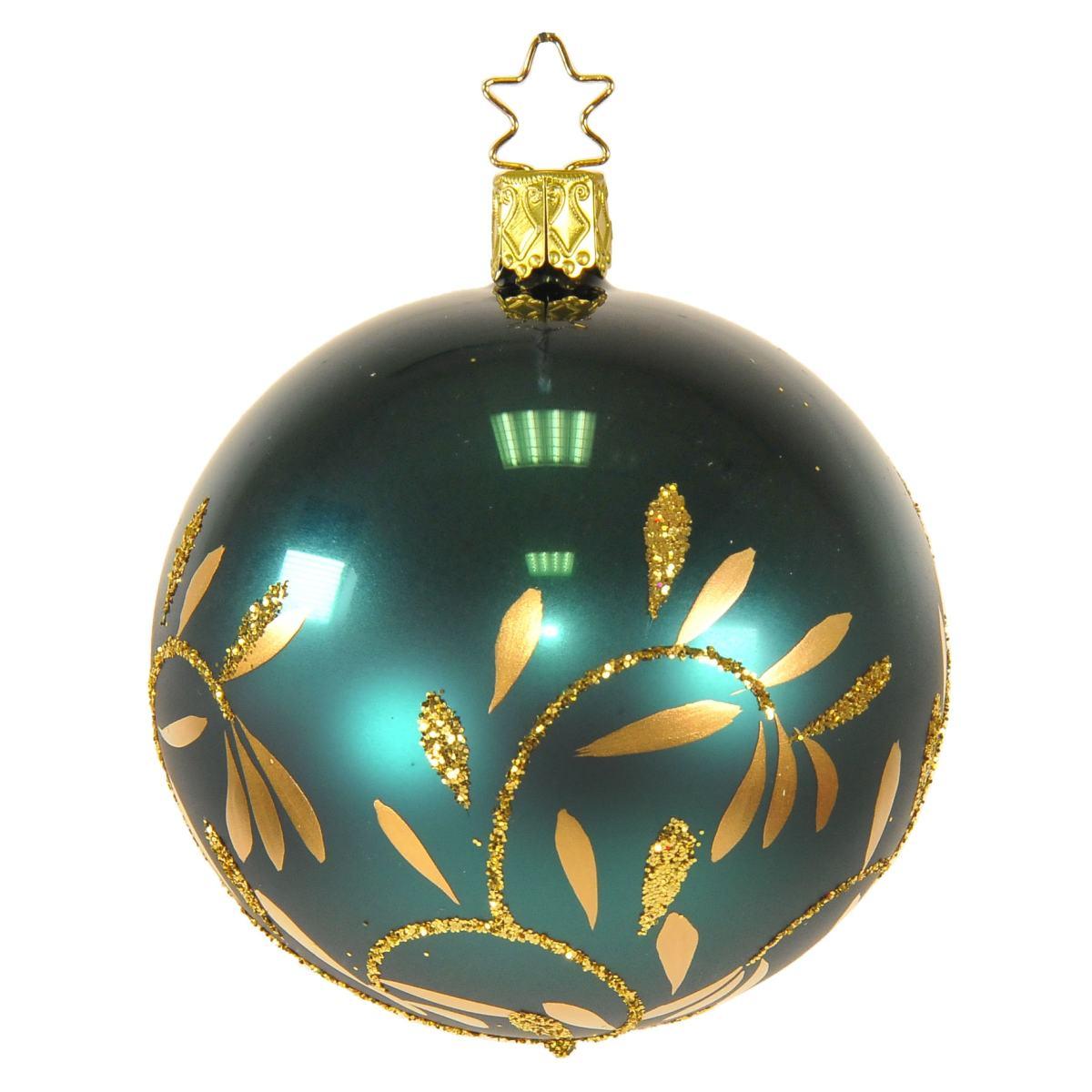 Pallina natalizia vetro collezione verde blu ottanio Ø 8 cm
