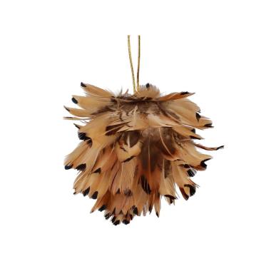 Pallina natalizia piume beige 10 cm