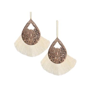 Decorazione natalizia metallo oro bianco Set 10 pz