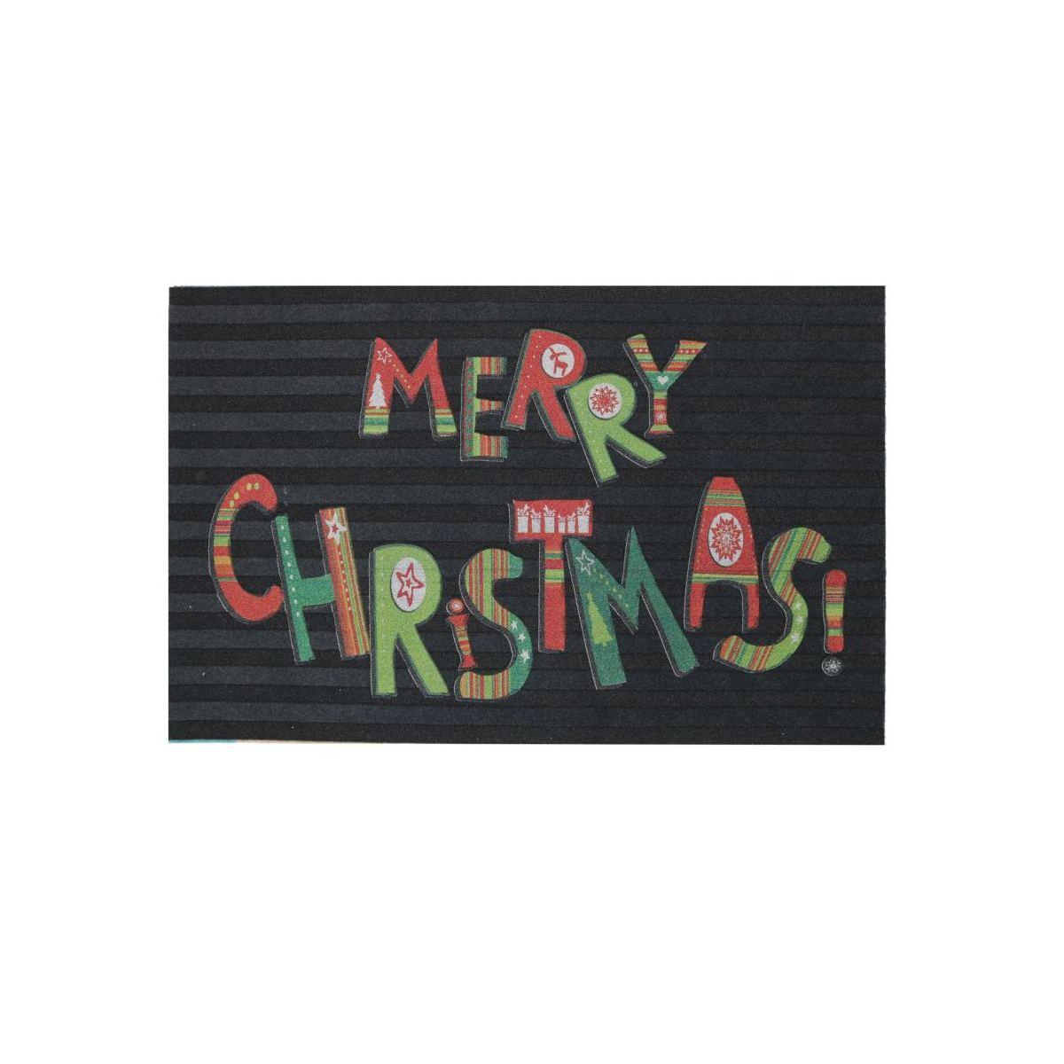 Zerbino pvc merry christmas grigio 45 x 70 cm