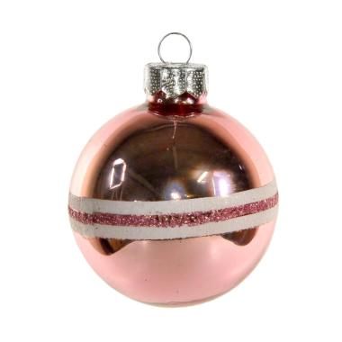 Pallina natalizia vetro rosa lucido fiocco Ø 6 cm