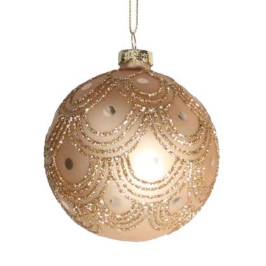 Pallina natalizia vetro oro champagne glitter Ø 10 cm