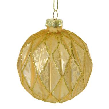 Pallina natalizia vetro oro decori glitter Ø 8 cm