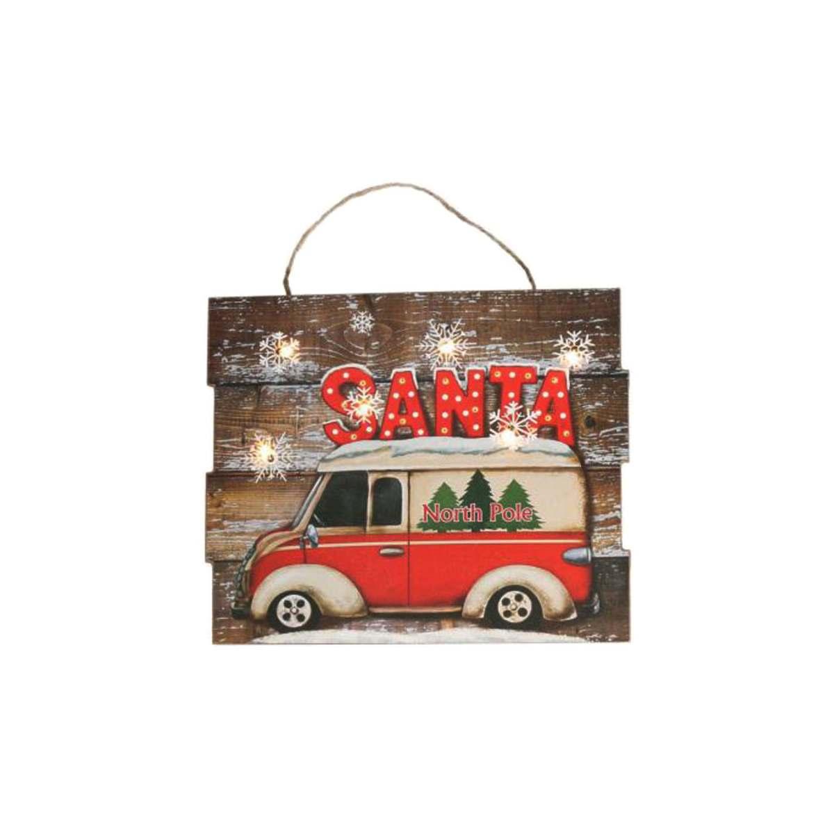 Targa quadro legno led furgoncino 24 x 20 cm