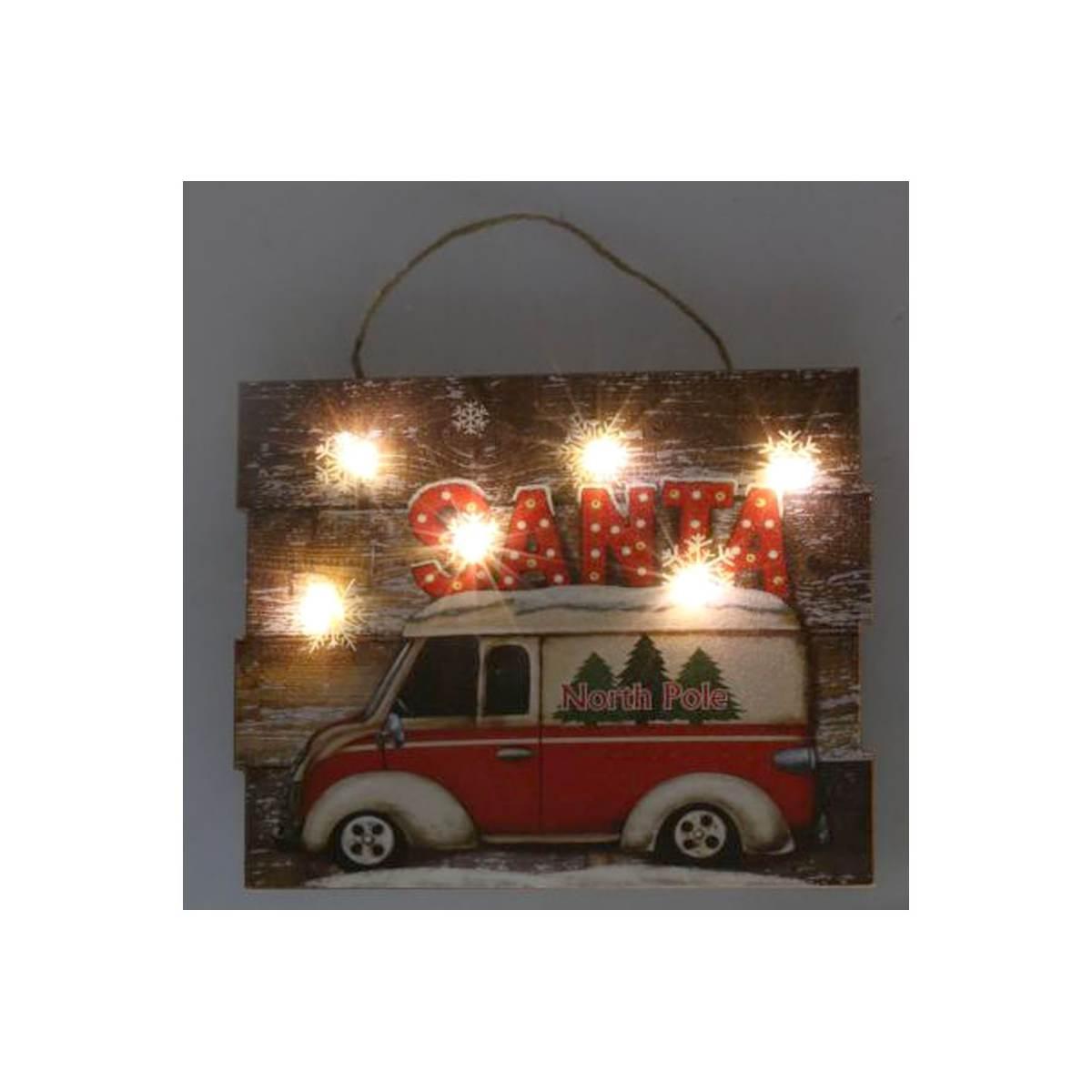 Targa quadro legno led furgoncino 24 x 20 cm