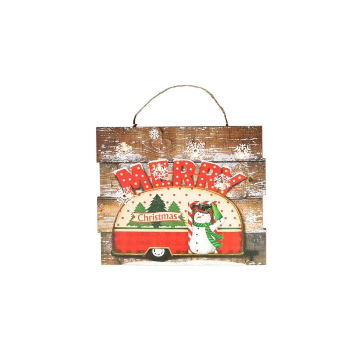 Targa quadro legno led furgoncino 24 x 20 cm