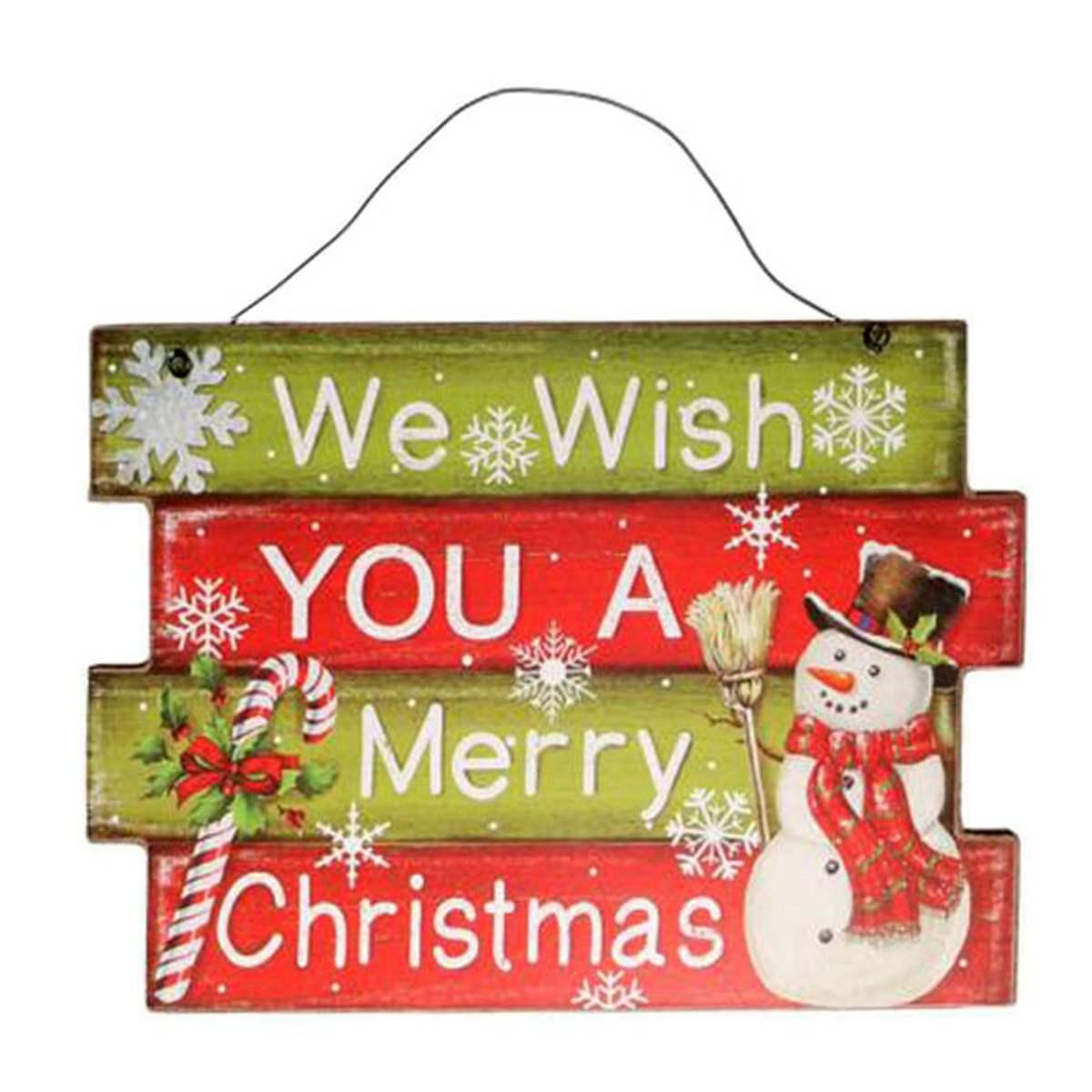 Targa natalizia legno natale verde rossa 25 x 18 x 1 cm