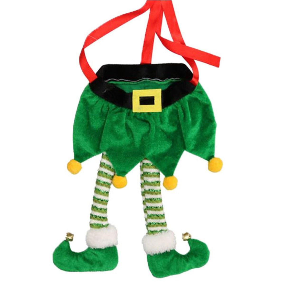 Decorazione natalizia elfo gambe verde calze 29 cm