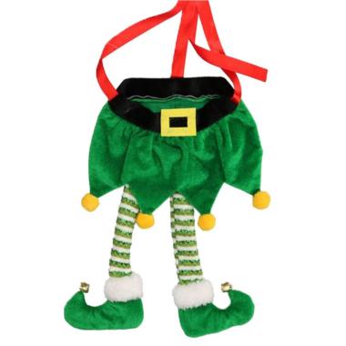 Decorazione natalizia elfo gambe verde calze 29 cm