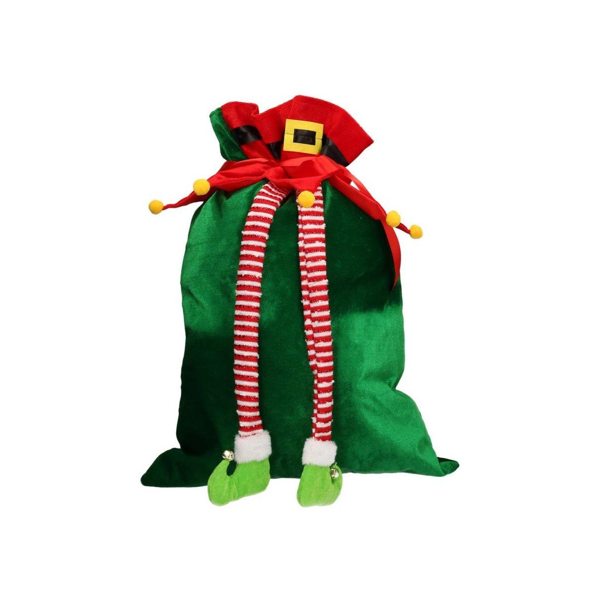Sacco natalizio verde gambe elfo 69 cm
