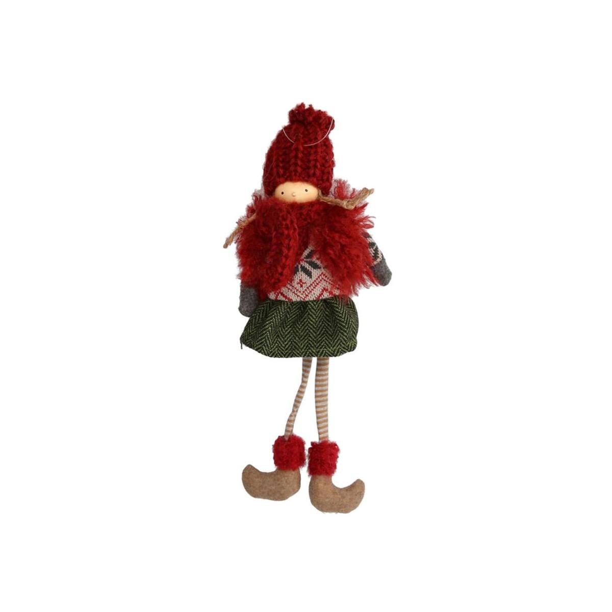 Pupazzo natalizio bambina in tessuto cappello sciarpa