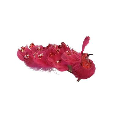 Pavone in piume rosse clip 30 cm