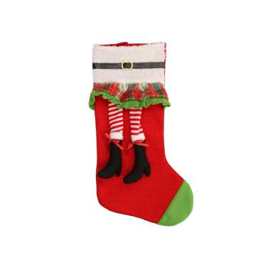 Calza befana tessuto rossa gambe 48 cm