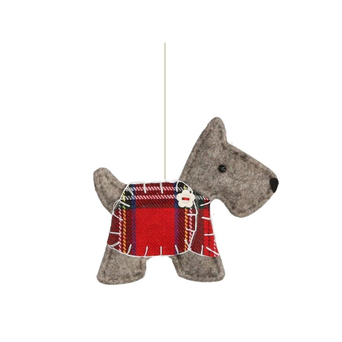 Decorazione natalizia in tessuto cane grigio scozzese 12 cm