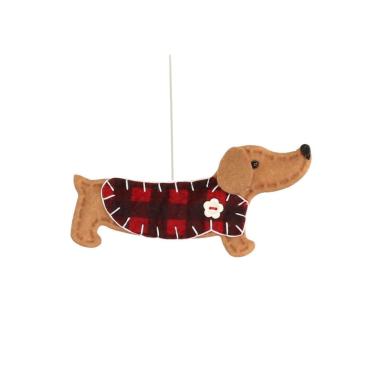 Decorazione natalizia in tessuto cane beige scozzese 16 cm