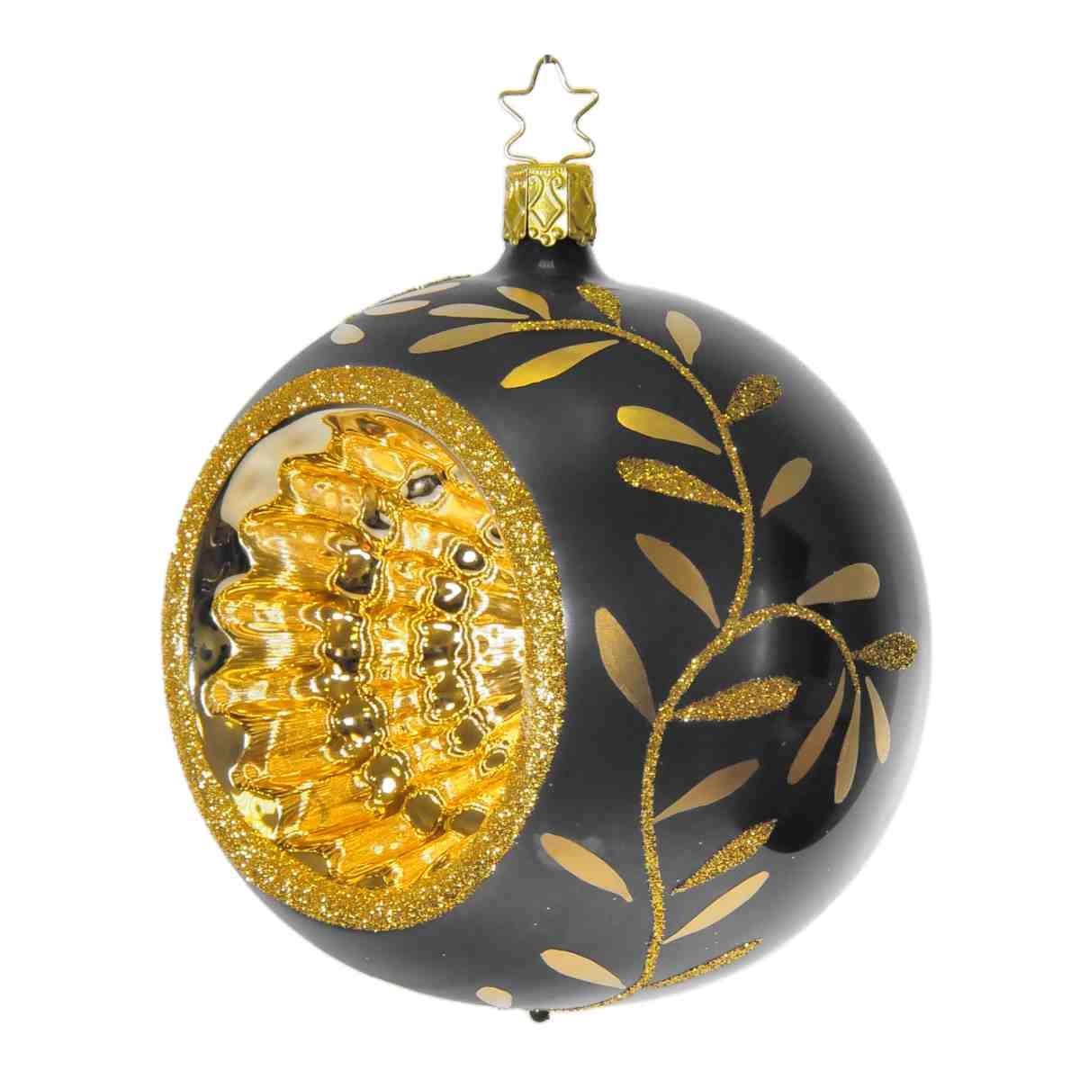 Pallina natalizia vetro collezione nera oro Ø 8 cm