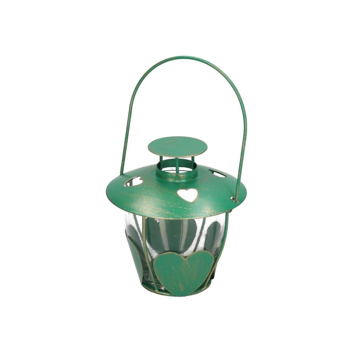 Lanterna metallo verde cuori Ø 13 cm