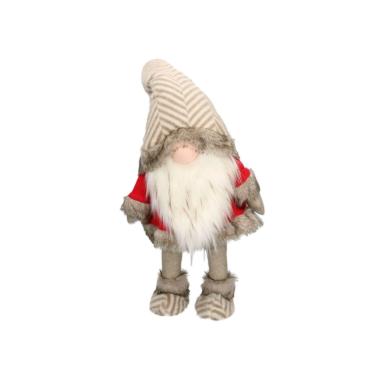 Gnomo natalizio in tessuto rosso cappello barba 90 cm
