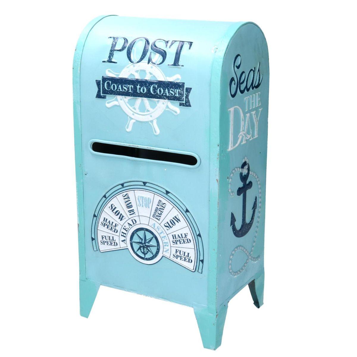 Cassetta posta metallo mare azzurro 18 cm