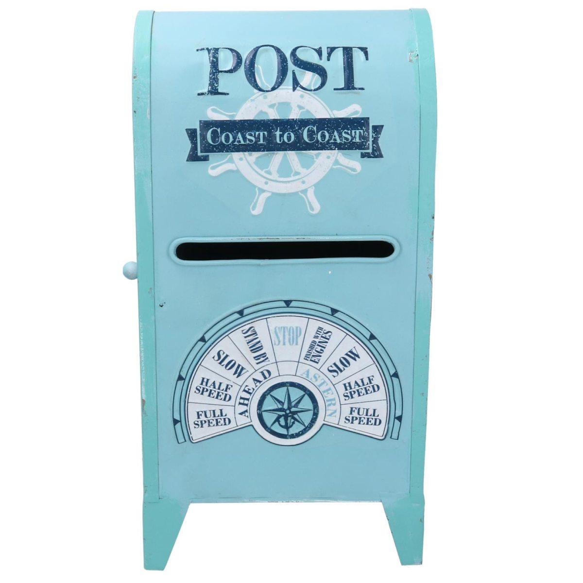Cassetta posta metallo mare azzurro 18 cm