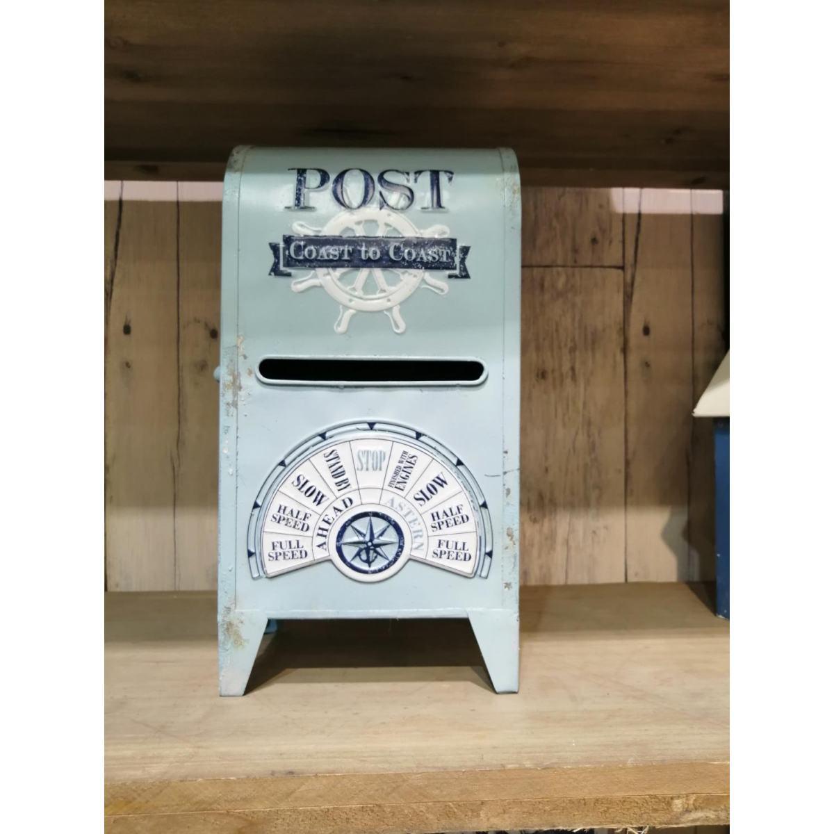 Cassetta posta metallo mare azzurro 18 cm