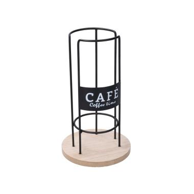 Porta cialde legno metallo caffè 15 x 26 cm