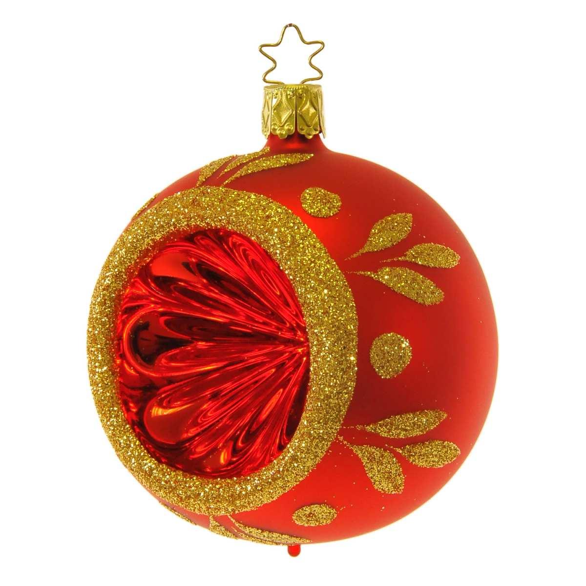 Pallina natalizia vetro collezione rossa oro Ø 8 cm