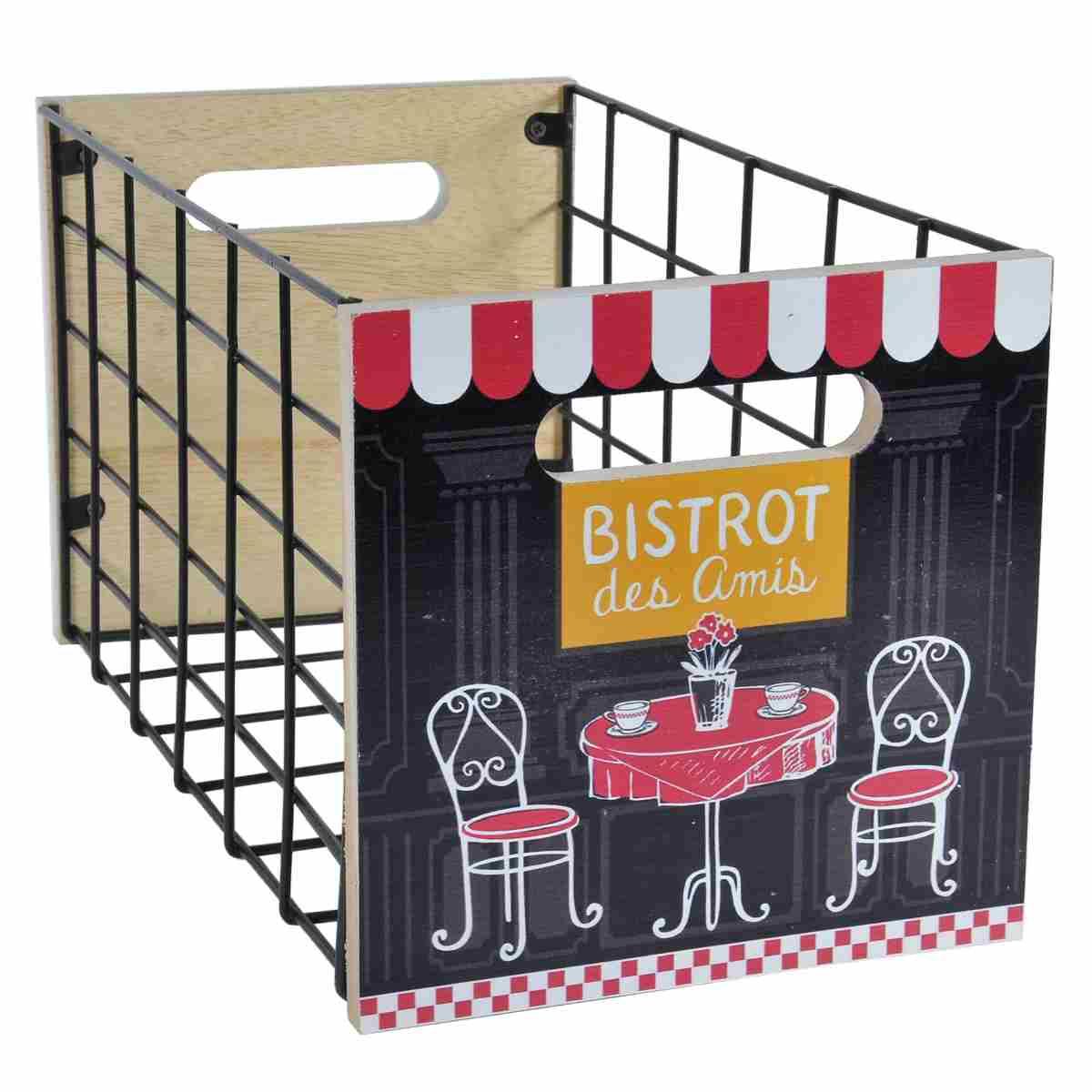 Cassetta legno metallo bistrot 26 x 17 x 17 cm