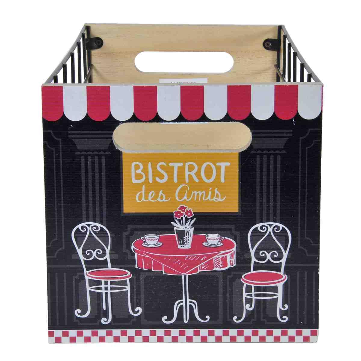 Cassetta legno metallo bistrot 26 x 17 x 17 cm