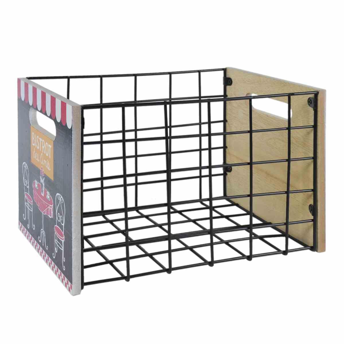 Cassetta legno metallo bistrot 26 x 17 x 17 cm
